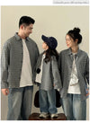 Matching Family Plaid Shirts Dad Mom and Boys Girls Fashion Clothes Korean Father Mother and Daughter Son Same Clothing Jacket Mein Shop