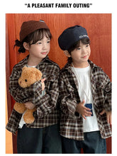 Equal Family Plaid Shirts Autumn Father Mother and Daughter Son Same Long Sleeve Tops Korean Vintage Parent-child Jacket Coat - Mein Shop