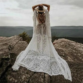 Umstandskleid mit Spitzenärmel - Maternity Batwing Sleeve V-Ausschnitt Langes Kleid für schwangere Frauen, ideal für Fotoshootings und als Requisit