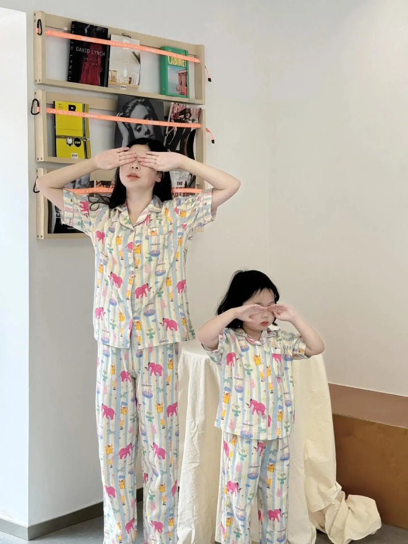 Family Pijama Set Mother and Daughter Matching Sleepwear Suit Mom and Baby Girl Same Home Clothes Mommy and Me Nightgown Outfits - Mein Shop