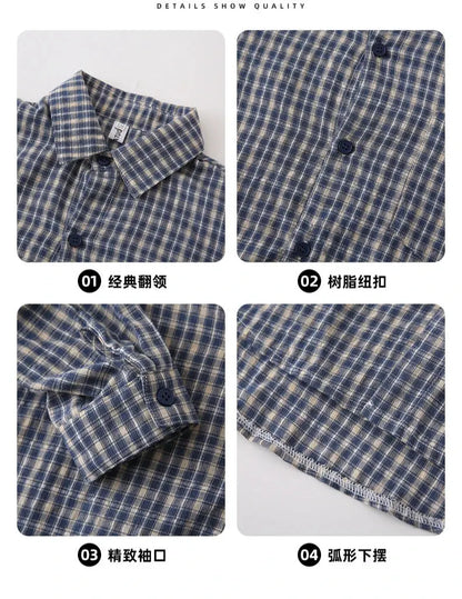 Matching Family Plaid Shirts Dad Mom and Boys Girls Fashion Clothes Korean Father Mother and Daughter Son Same Clothing Jacket Mein Shop