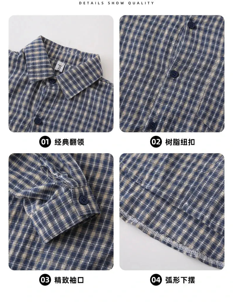 Matching Family Plaid Shirts Dad Mom and Boys Girls Fashion Clothes Korean Father Mother and Daughter Son Same Clothing Jacket Mein Shop