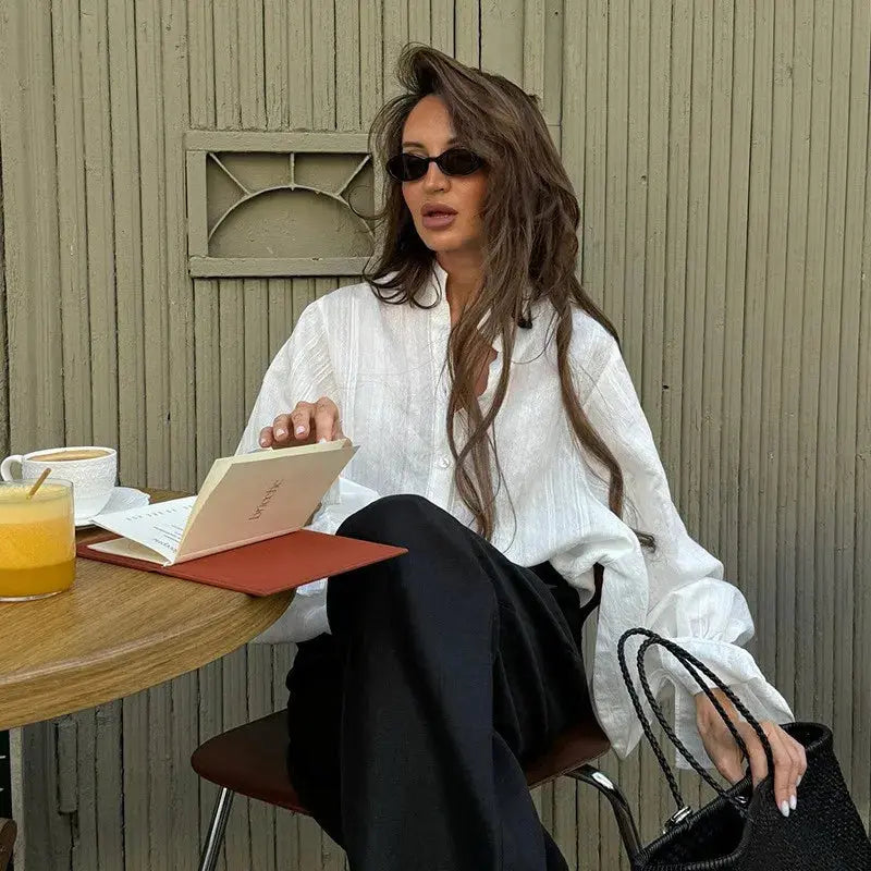 Fashion White Shirts Women Long Sleeve Oversize Blouse 2025 New Spring Summer Basic Tops Cotton Chic Shirt for Women - Mein Shop