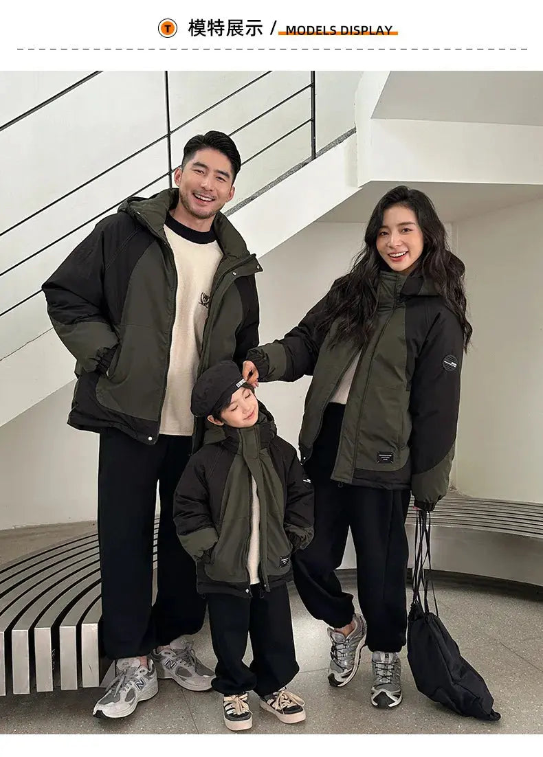 Family Matching Warm Clothes Winter Daughter Mother Thick Padded Coat Son Father Quilted Jacket Parents and Children Clothing - Mein Shop