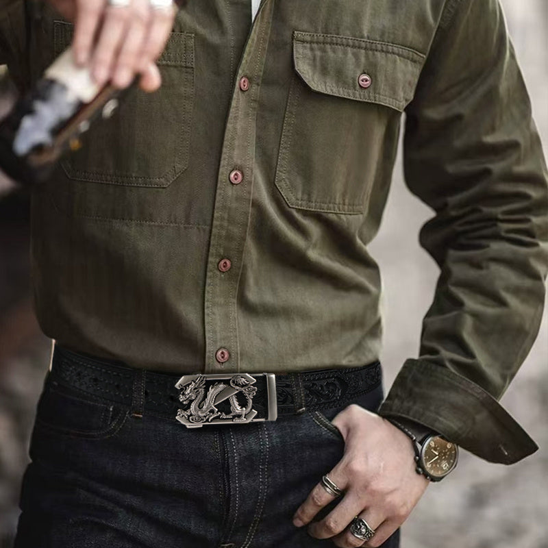 2pcs Men'S Genuine Leather Belts - Automatic Buckle, Black & Brown, Casual Jeans & Pants Belts, Durable & Stylish, Perfect Gift for Men, Everyday Comfort, Stylish Accessory, Sophisticated Design, Highquality Craftsmanship, Be