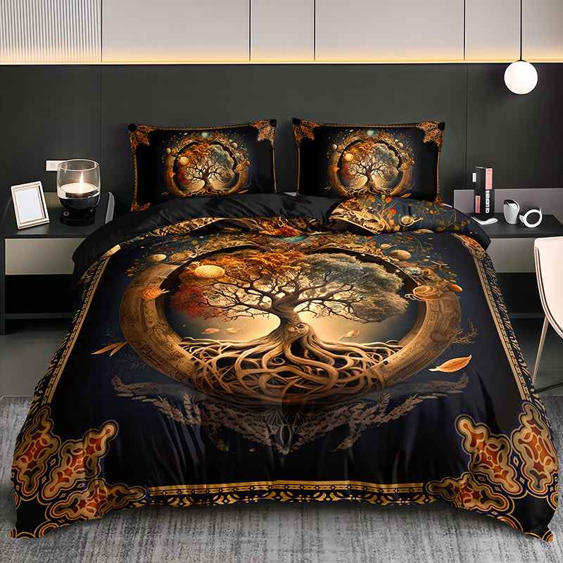 2/3pcs Tree of Life Mystical Universe Four Seasons Duvet Cover Set, 1 Duvet Cover + 1/2 Pillowcases (No Insert), High-Definition Print for All Seasons, Home &amp; Dorm, Cozy Bedding, Bedroom Set, Universe Theme, Mystical Design,