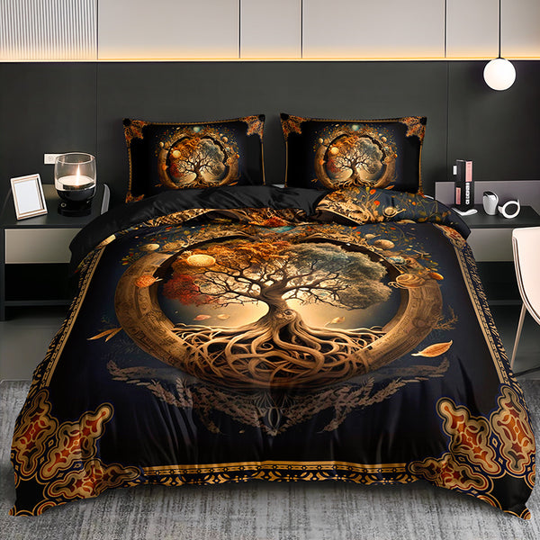 2/3pcs Tree of Life Mystical Universe Four Seasons Duvet Cover Set, 1 Duvet Cover + 1/2 Pillowcases (No Insert), High-Definition Print for All Seasons, Home & Dorm, Cozy Bedding, Bedroom Set, Universe Theme, Mystical Design,