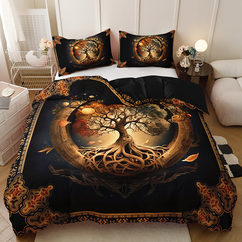 2/3pcs Tree of Life Mystical Universe Four Seasons Duvet Cover Set, 1 Duvet Cover + 1/2 Pillowcases (No Insert), High-Definition Print for All Seasons, Home & Dorm, Cozy Bedding, Bedroom Set, Universe Theme, Mystical Design,